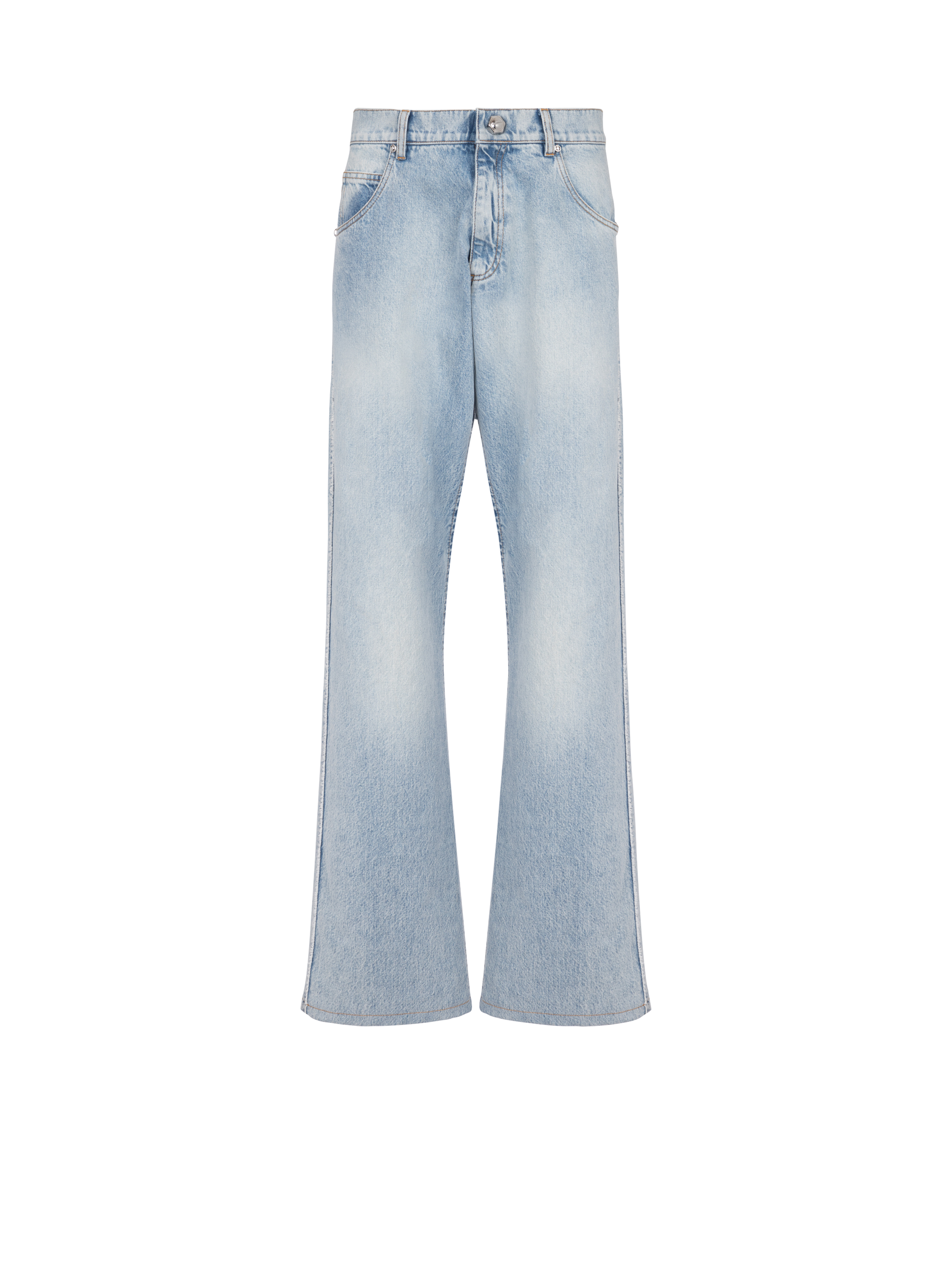 Cotton wide-leg jeans, blue
