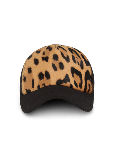 Leopard print leather cap