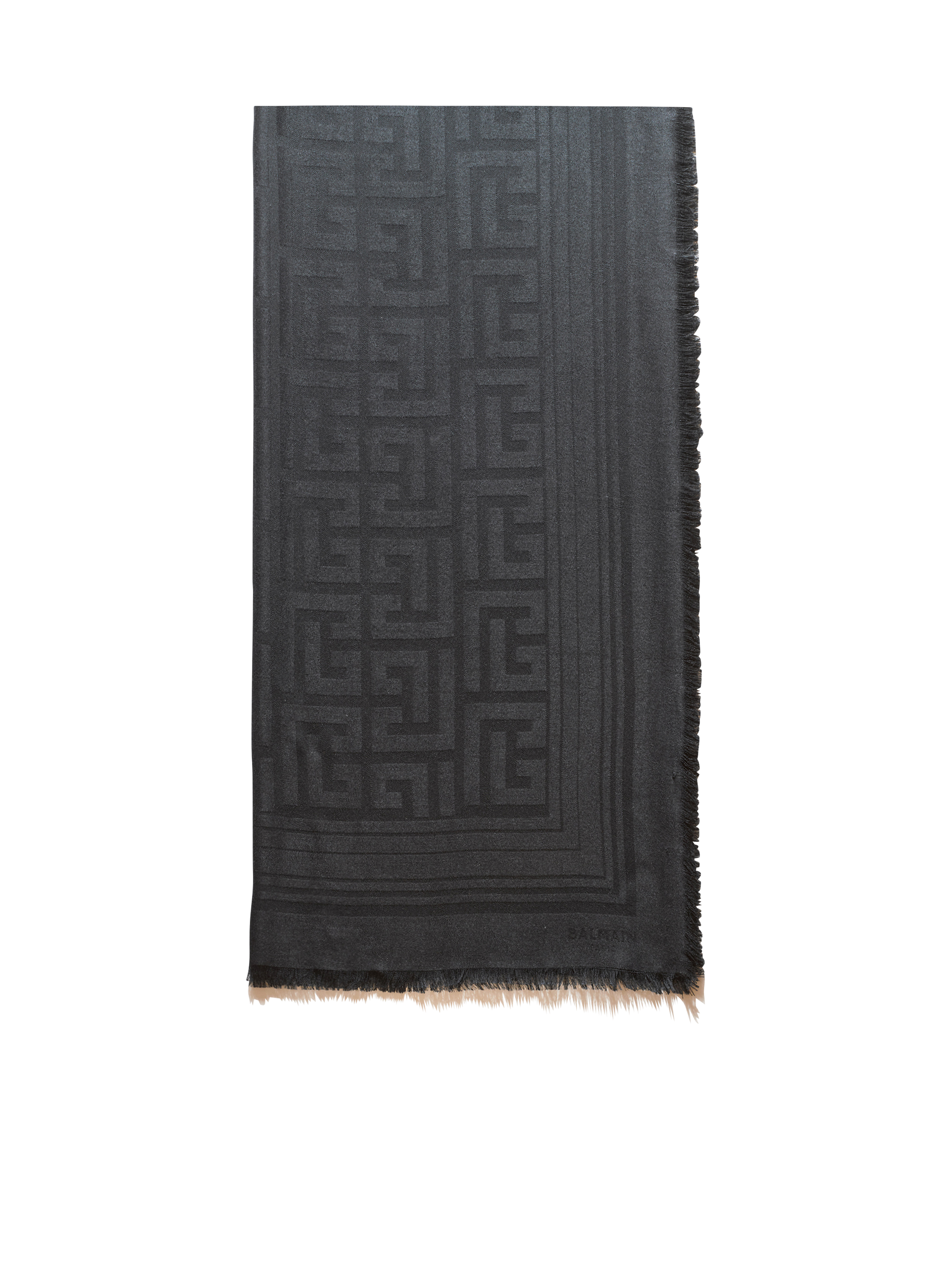 Viscose scarf with Balmain monogram pattern, black