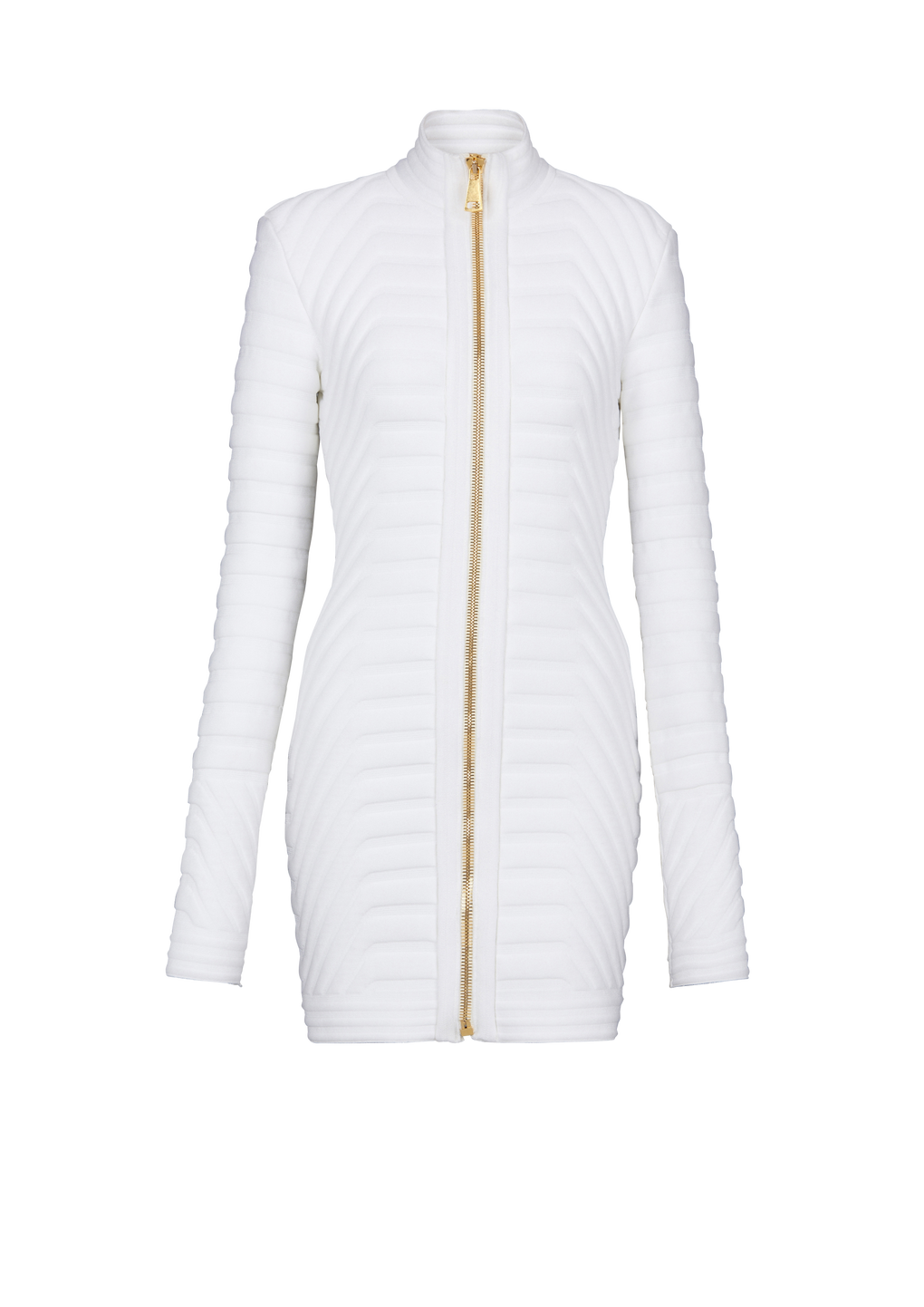 Quilted short knit dress, white, hi-res