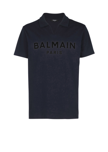 Cotton polo with black Balmain logo print