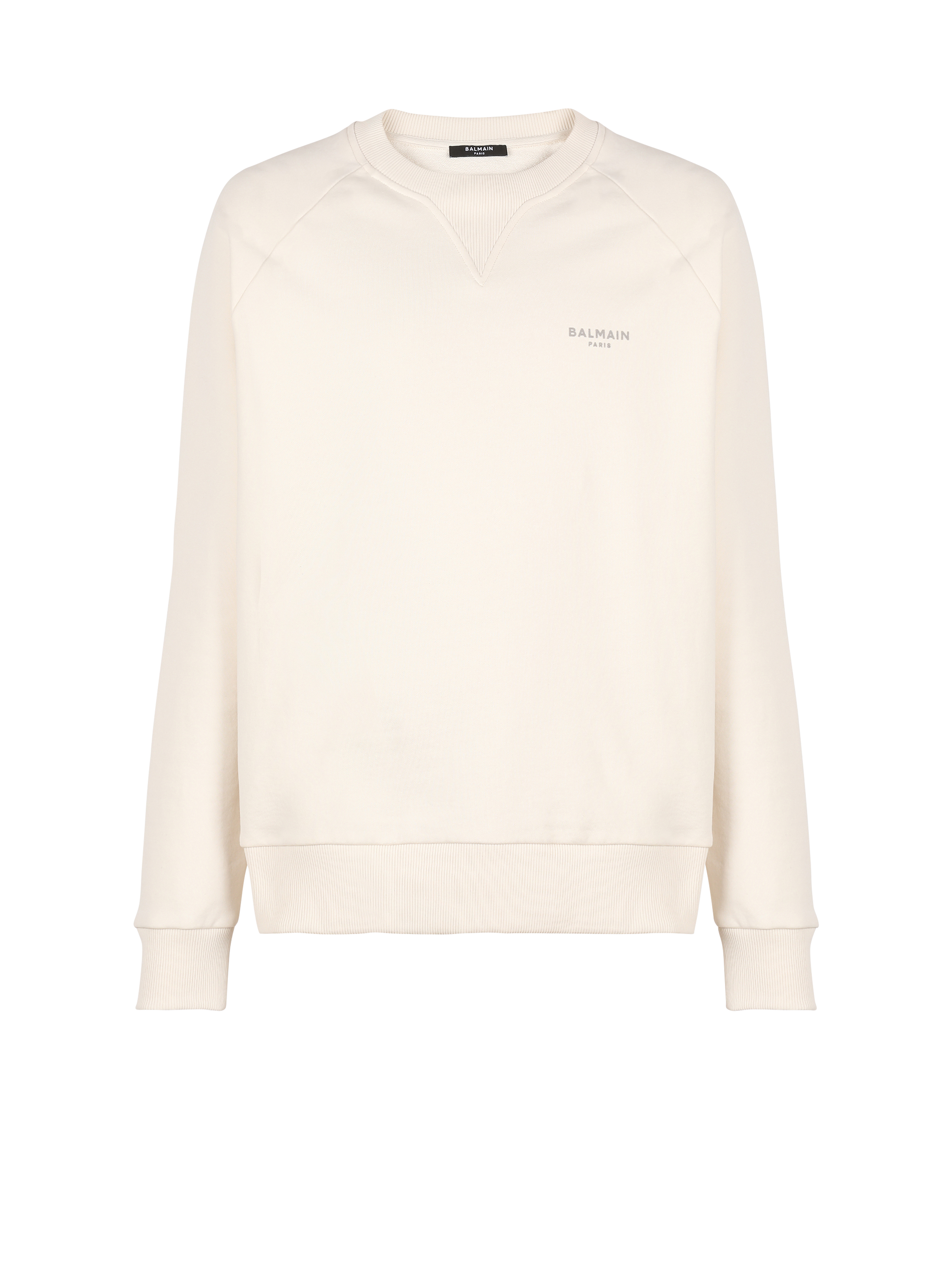 Cotton printed Balmain logo sweatshirt, beige