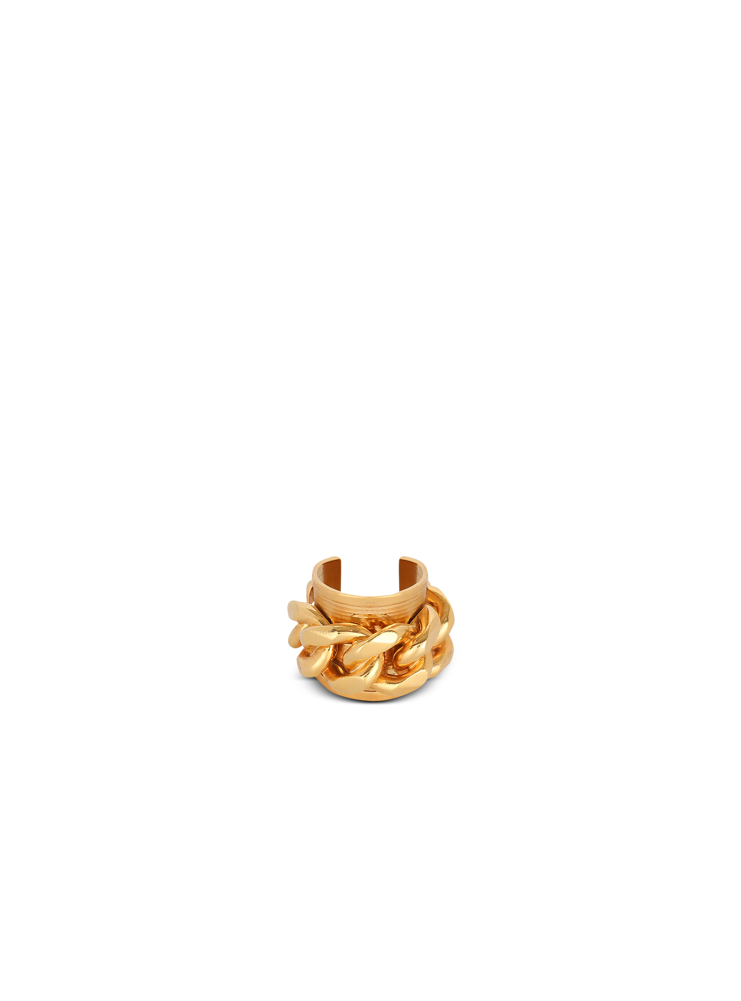 Gold-tone brass ring with chain, gold