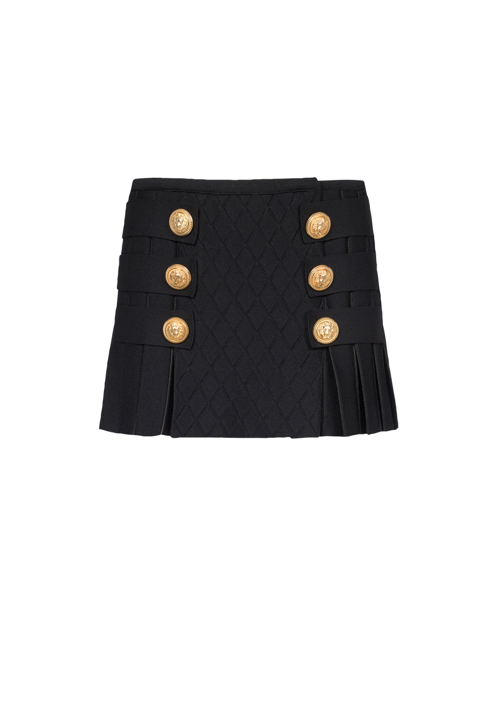 Knit pleated skirt, black, hi-res