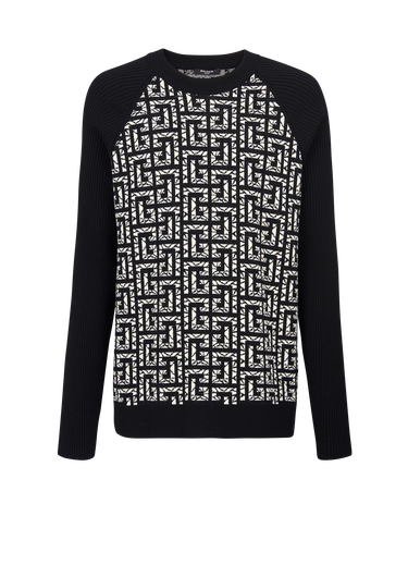 Wool jumper with marbled monogram
