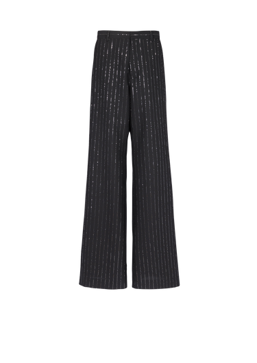 Trousers with sequin stripes