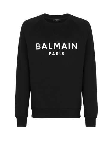 Eco-designed cotton sweatshirt with Balmain Paris metallic logo print