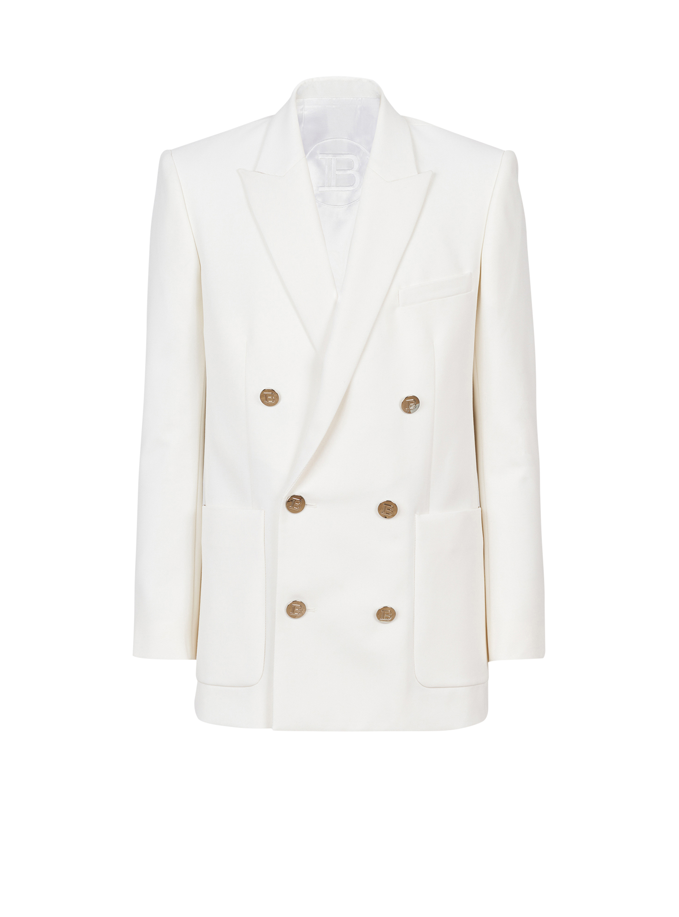 Twill blazer with double-breasted 