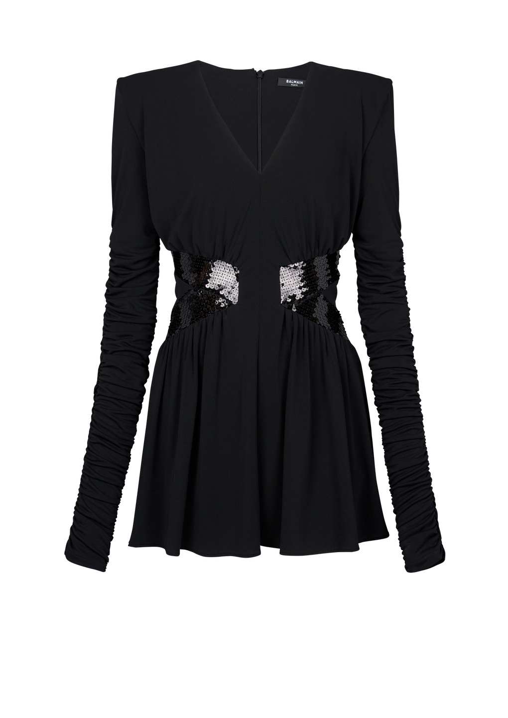 Short knit sequin dress, black, hi-res