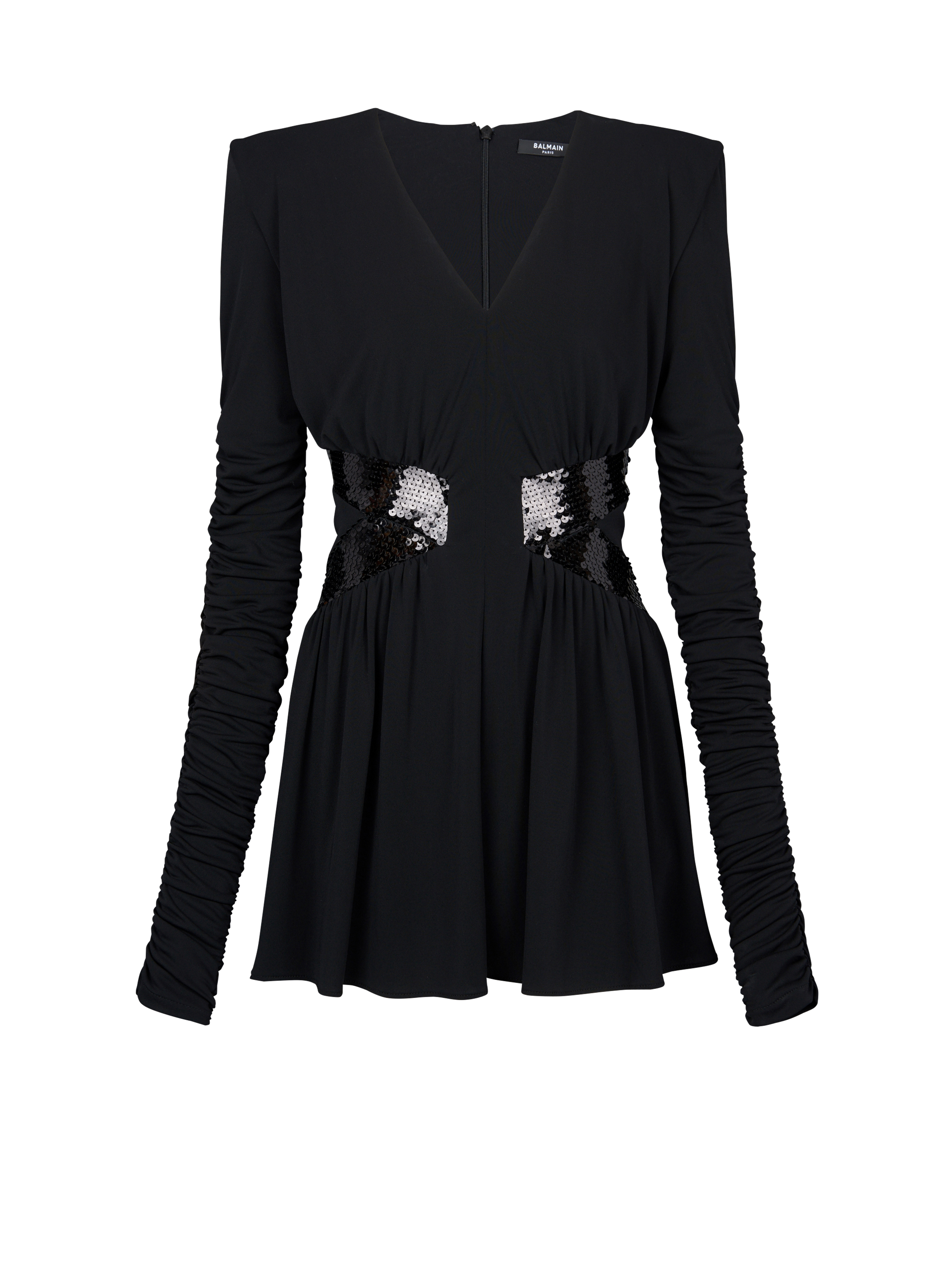 Short knit sequin dress, black