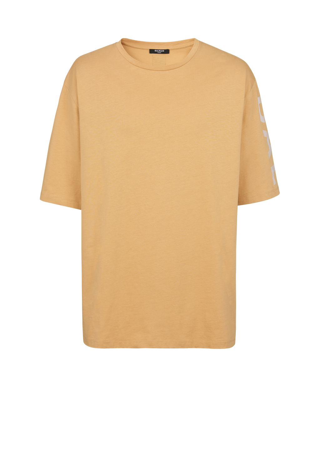 Oversized cotton T-shirt with Balmain logo, brown, hi-res