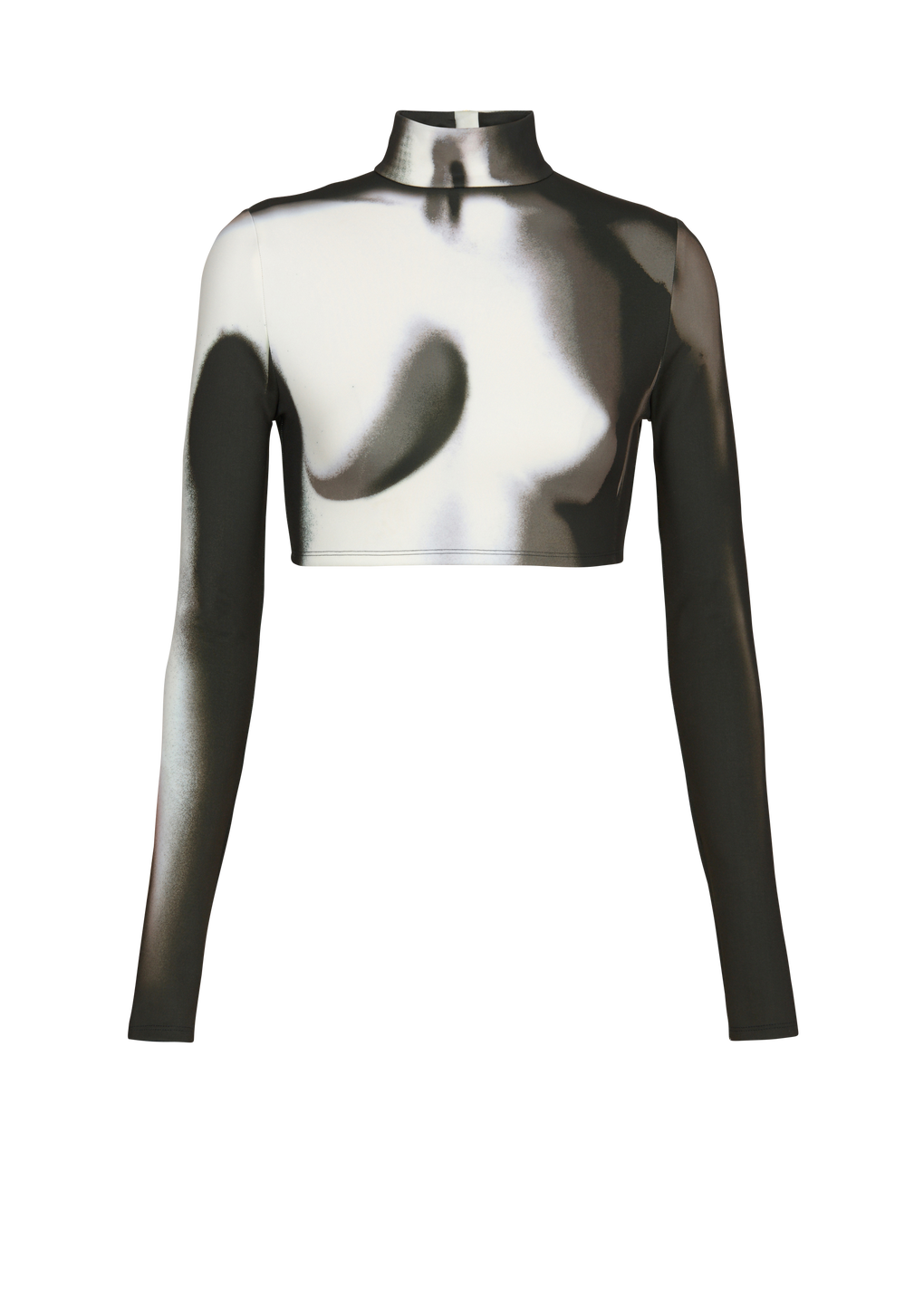 Jersey crop top with body print, black, hi-res